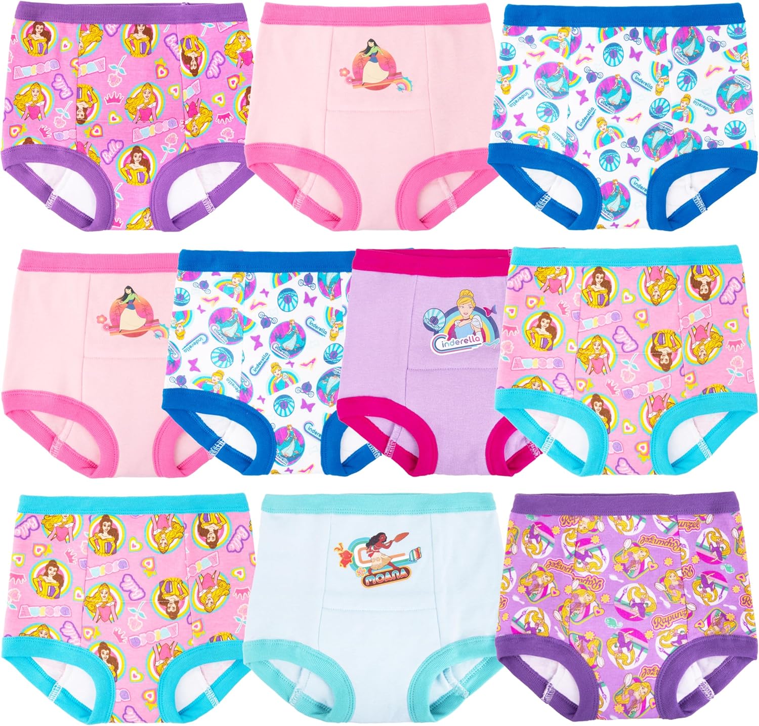 Disney girls princess potty training pants seven pack front view packaging