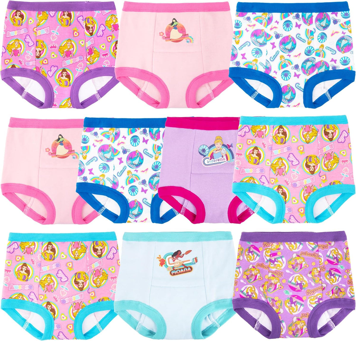 Disney girls princess potty training pants seven pack front view packaging