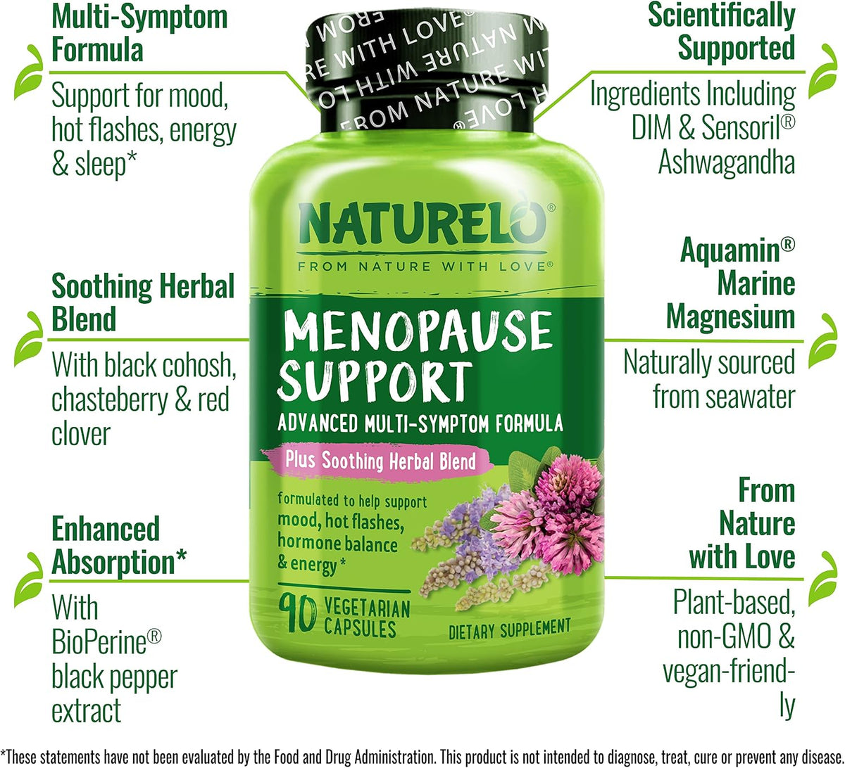Naturelo menopause formula bottle side profile