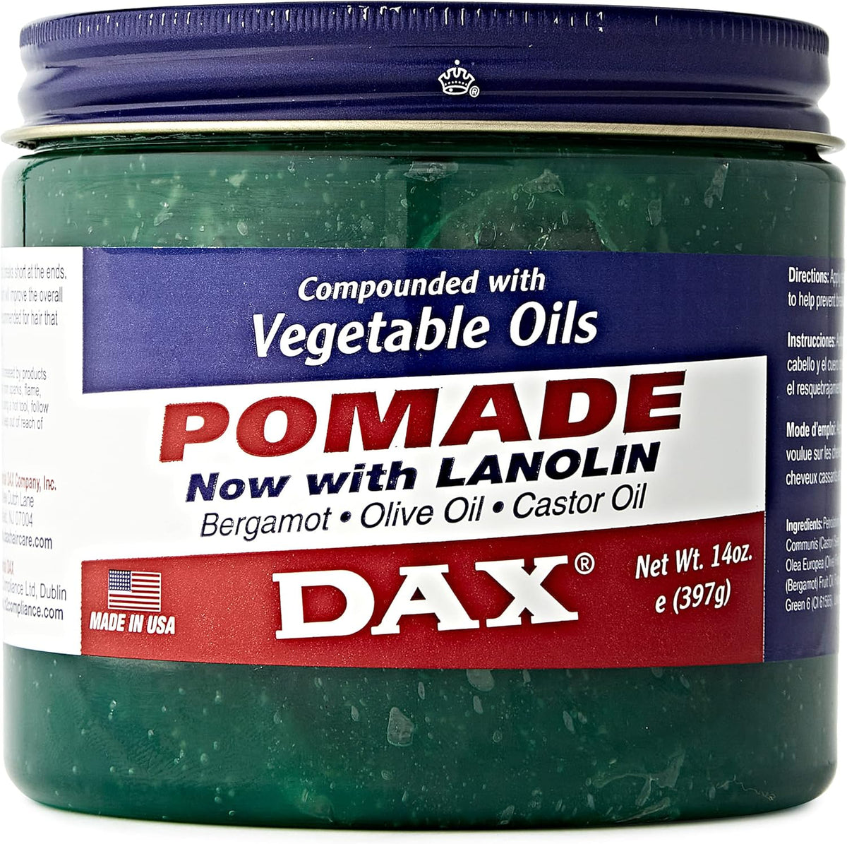 DAX Pomade 14 Ounce front view authentic hair grease jar