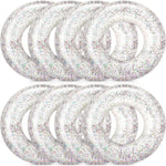 Wettarn inflatable pool floats front view featuring clear transparent design with inner glitter sequins.