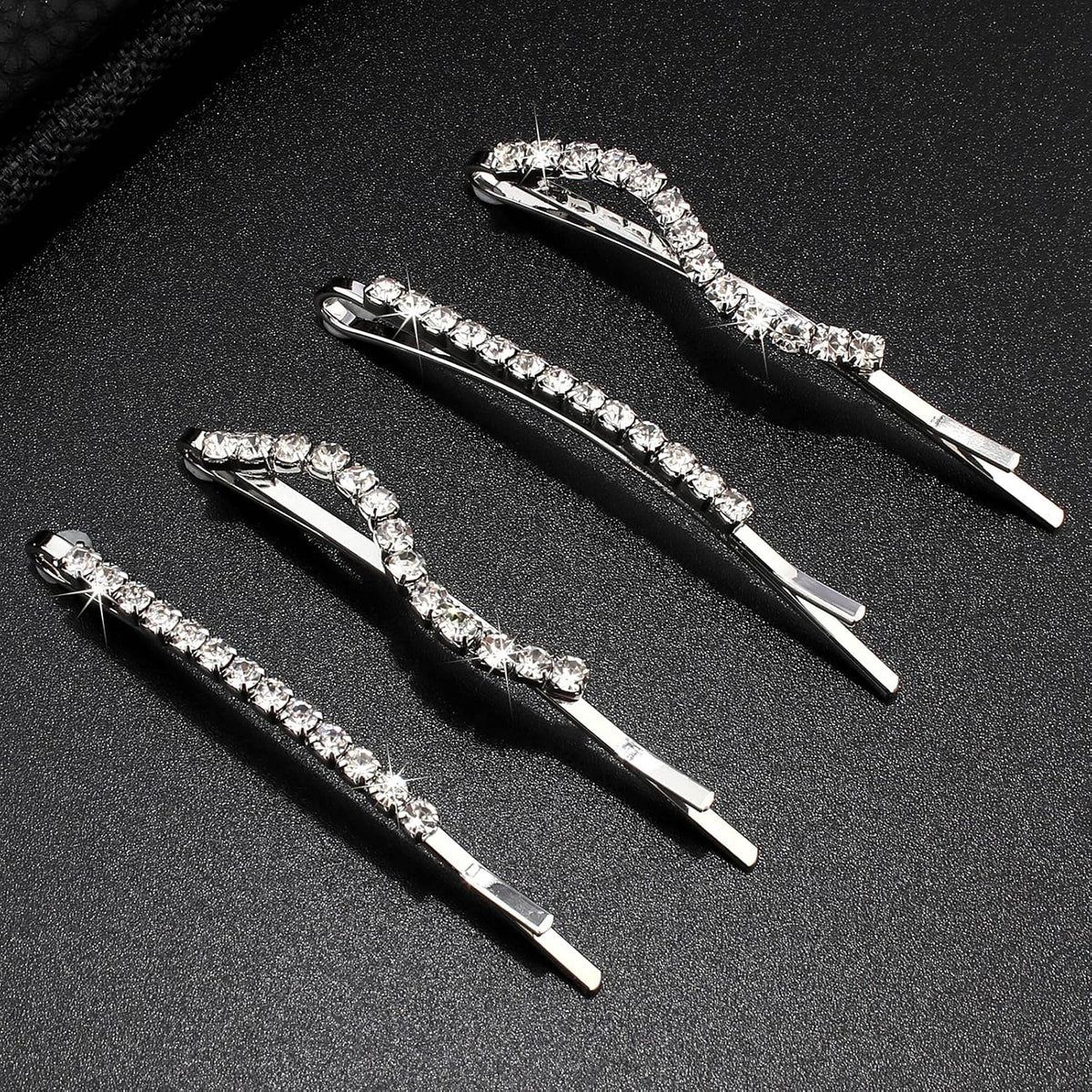 16 Pieces Fancy Rhinestone Bobby Pins, YISSION Silver Metal Hair Clips 2 Shaped Barrettes, Sparkly Crystal Hair Accessories for Women Girls Wedding Prom Party - Image 9