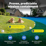 PetSafe indoor wireless transmitter showing the boundary control panel and circular coverage settings.