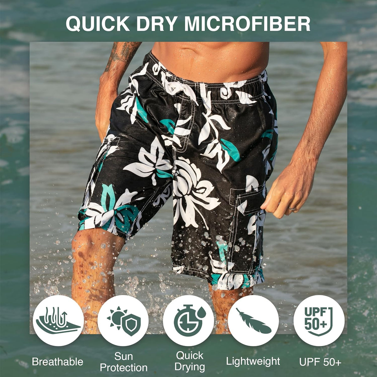 Kanu Surf mens barracuda swim trunks waistband detail
