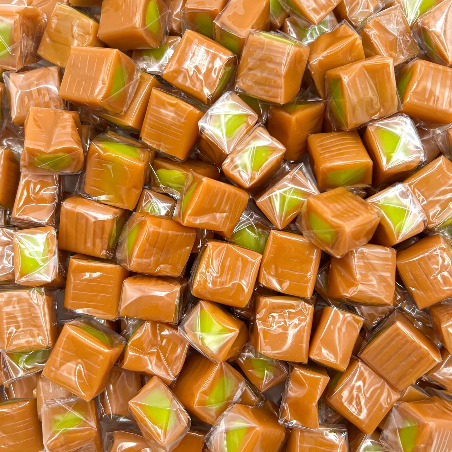 Fusion Sweets And Snacks Green Apple Caramel Candy Bag front view premium USA candy