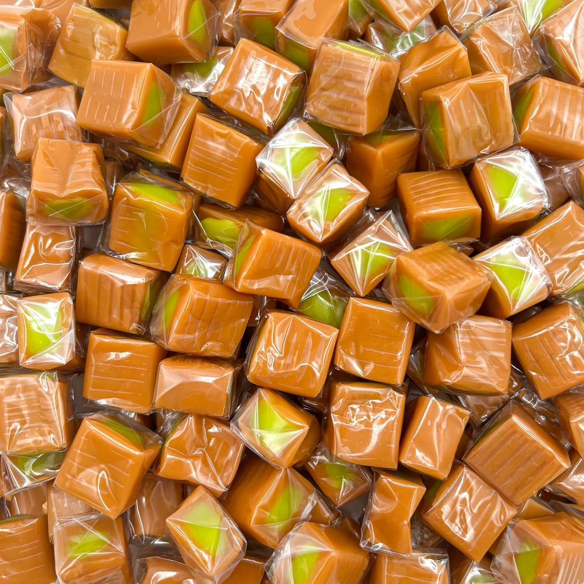 Fusion Sweets And Snacks Green Apple Caramel Candy Bag front view premium USA candy
