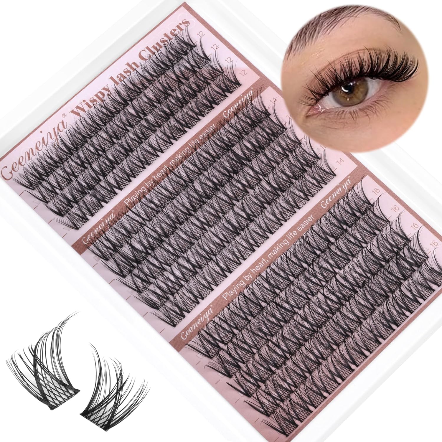 Geeneiya medium lash clusters front view packaging