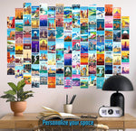 Postcard set arranged as room wall decor display