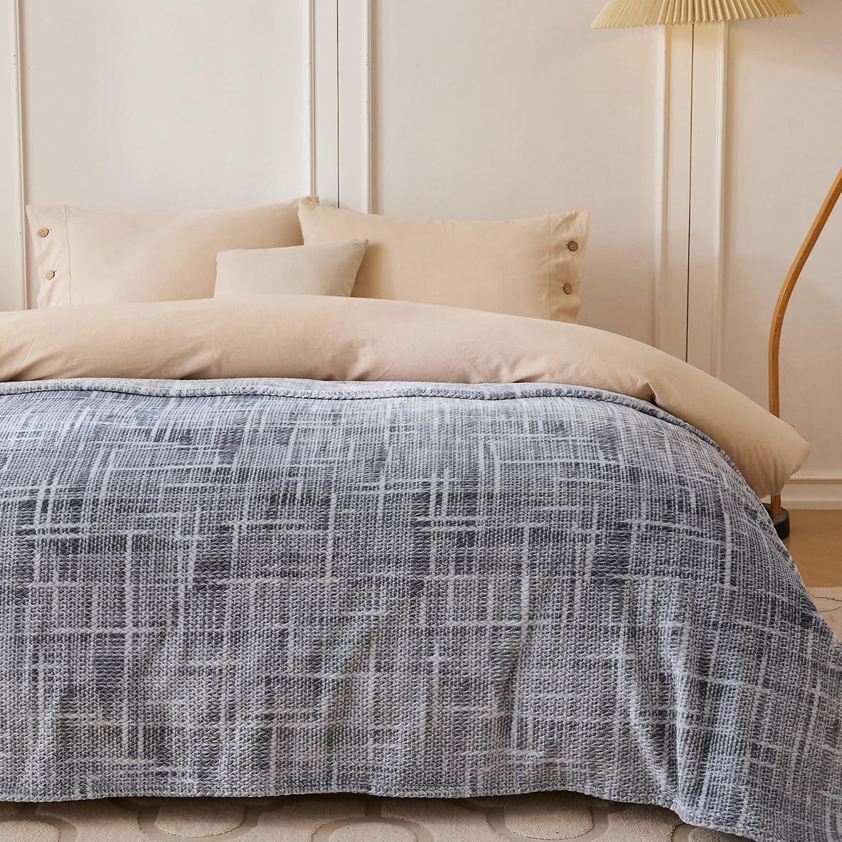 COOVA light grey blanket folded texture view