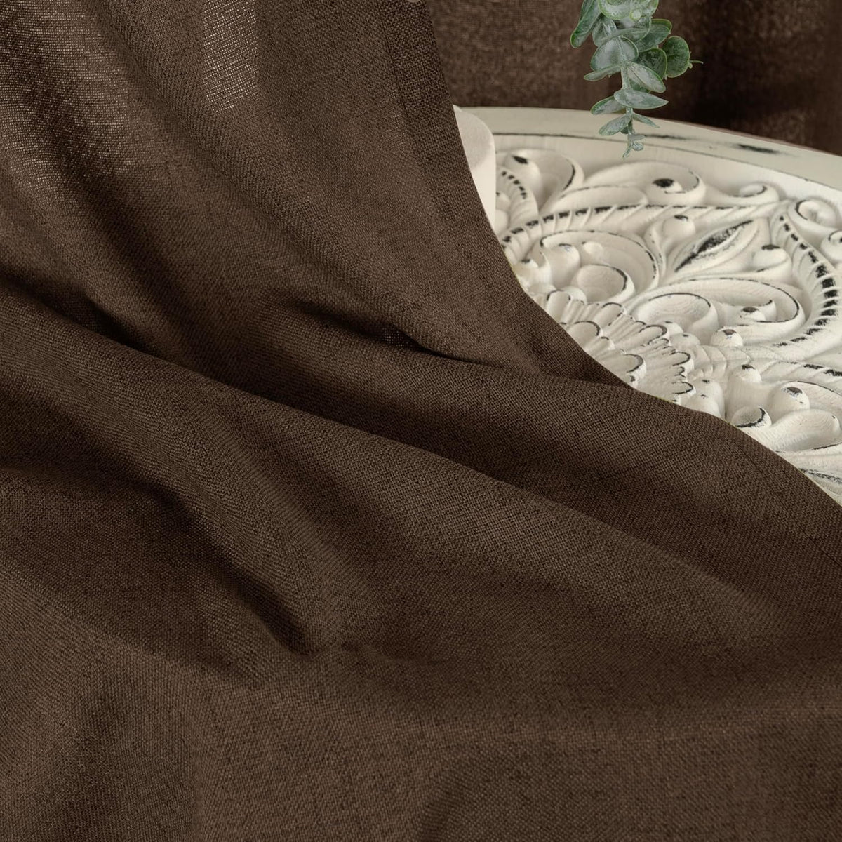 YoungsTex Brown Linen Curtains 40 Inch Length, Short Drapes Light Filtering Semi Sheer with Grommet for Kitchen Bathroom Window, 42 x 40 Inch, 2 Panels - Image 9