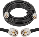 Complete product packaging contents for the fifteen foot premium grade RG58 amateur radio communication connection line.