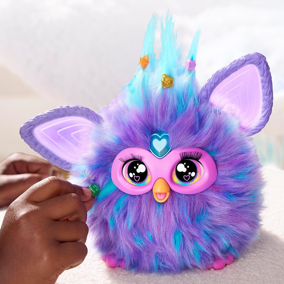 Furby purple voice-activated plush toy lifestyle shot