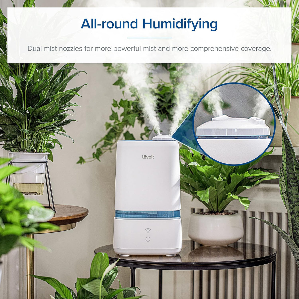 LEVOIT 4L Smart Cool Mist Humidifier for Home Bedroom with Essential Oils, Customize Humidity for Baby & Plants, APP & Voice Control, Schedule, Timer, Last up to 40Hrs, Whisper Quiet, Handle Design - Image 8