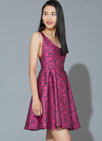 Close up of McCall M7719 pattern size chart and fabric requirements