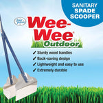 Four Paws outdoor pet cleanup tool highlighting the comfortable non slip rubber grip.