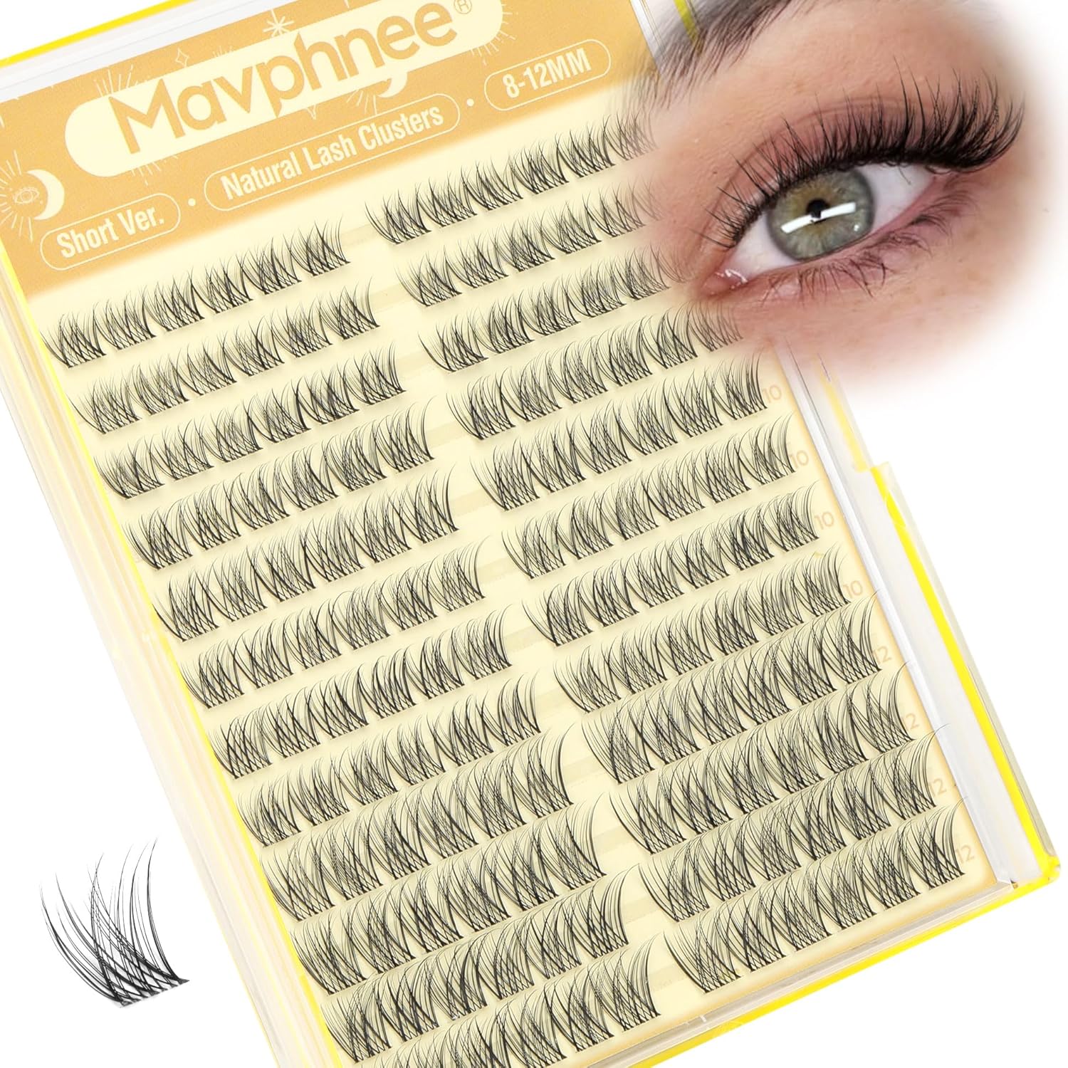 Mavphnee short lash clusters natural eyelash extensions front packaging view