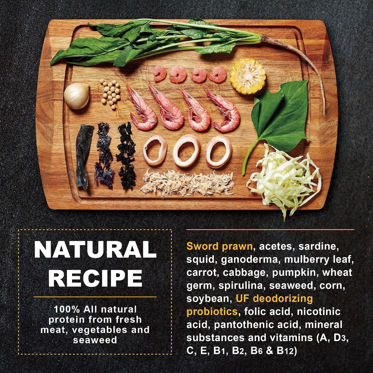 All natural wild sword prawn turtle food ingredients and nutritional breakdown
