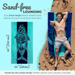 Nova Blue tropical beach towel laid flat