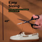 Close-up of specialized metal threading needle for leather laces