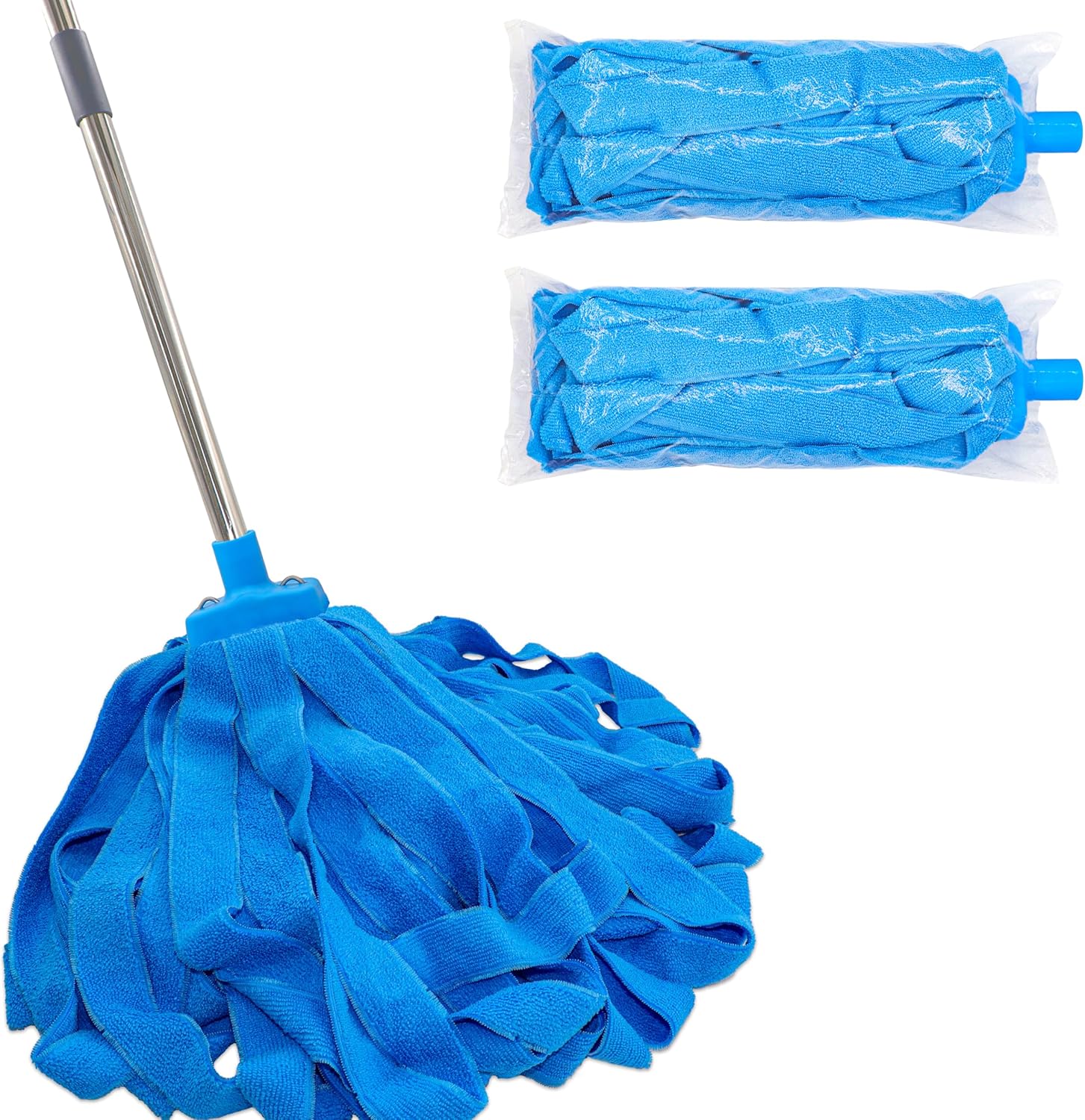 EaseYourDay microfiber string mop front view with stainless steel pole for floor cleaning