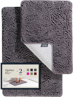 Belador bathroom rugs set front view showcasing plush chenille texture
