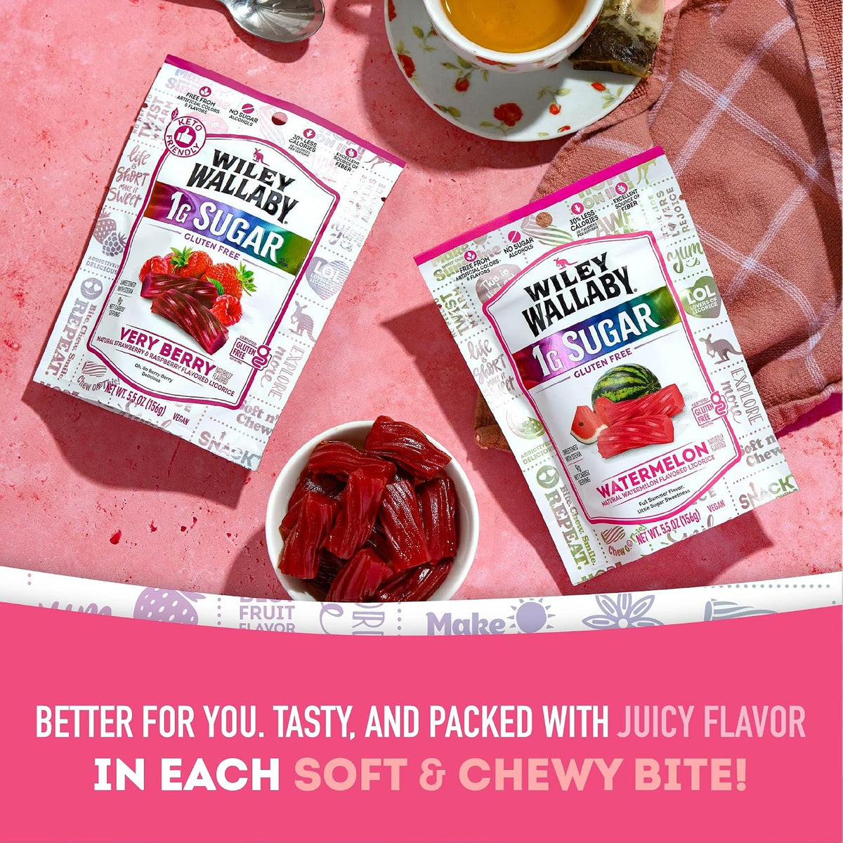 Soft and chewy low sugar gluten free licorice pieces