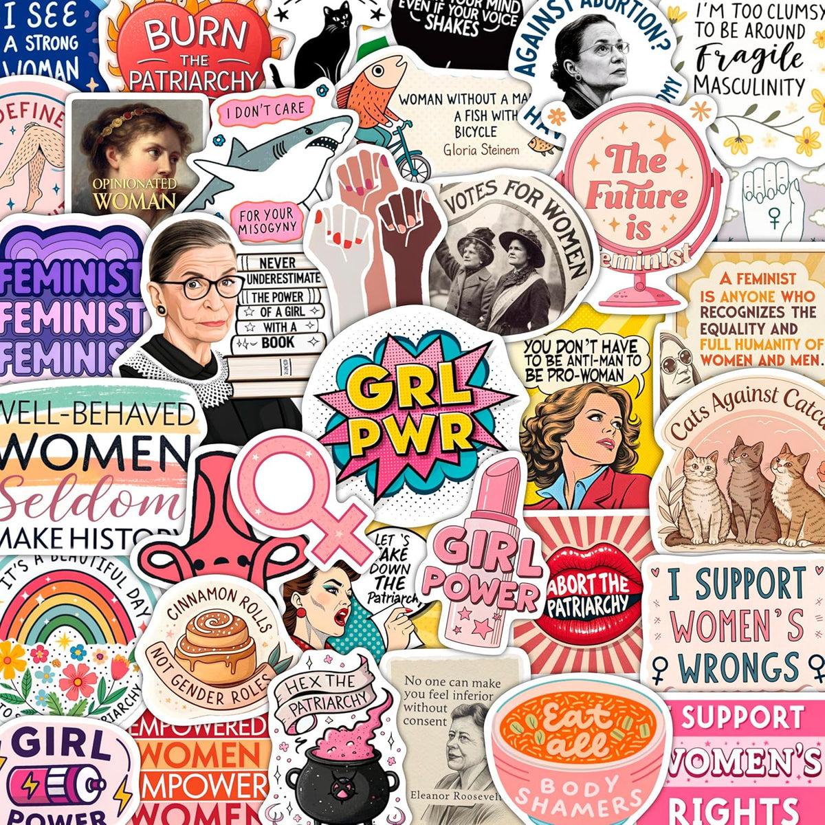 BulbaCraft 100 Piece Feminist Stickers front view collection