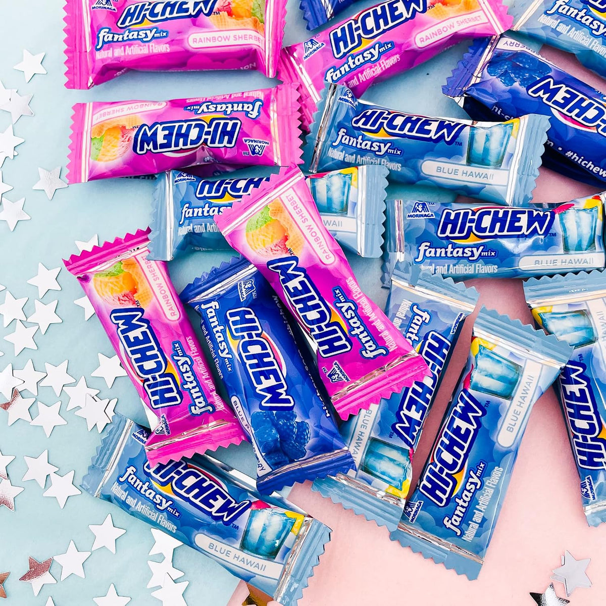 HI-CHEW Fantasy Mix Rainbow Sherbet Blue Hawaii and Blue Raspberry flavors