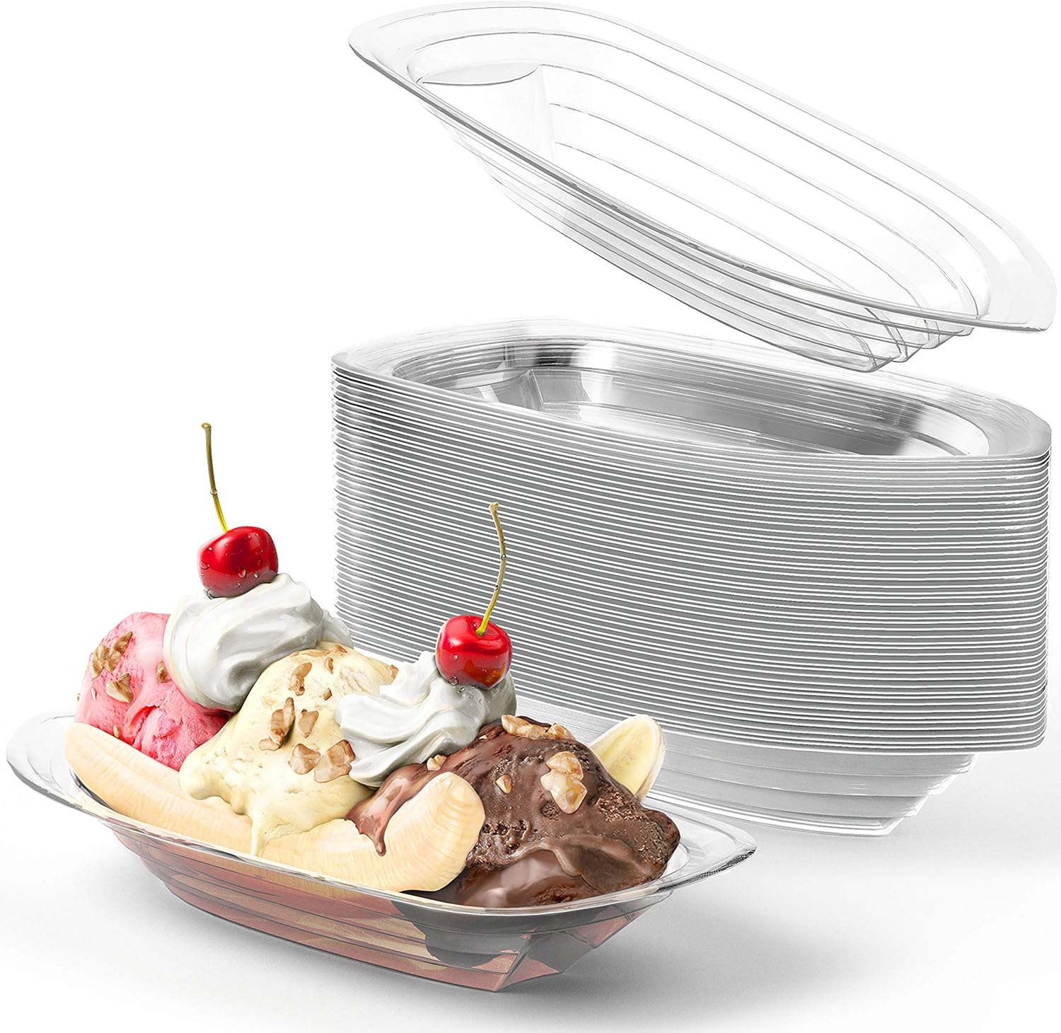 Avant Grub 8 Ounce recyclable banana split boats front view