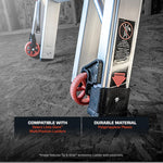 Close-up of 4-inch non-marking wheels for multi-position ladders