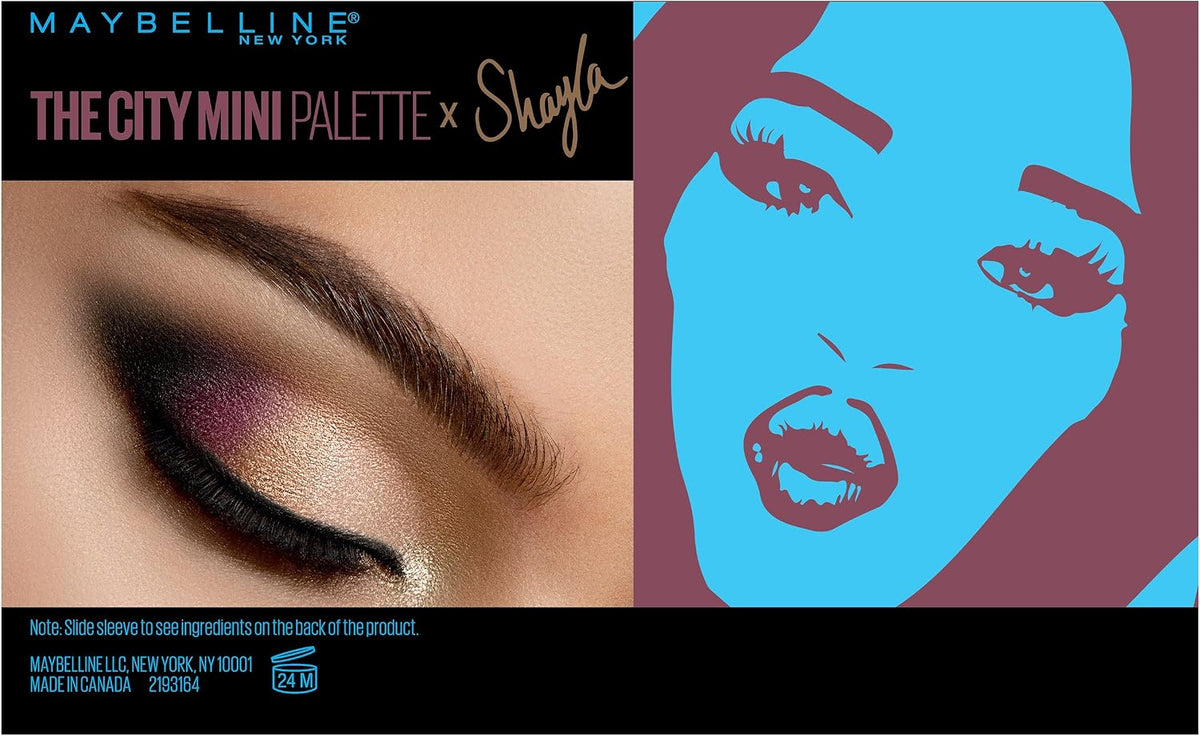 Maybelline X Shayla palette open showing six eyeshadow shades