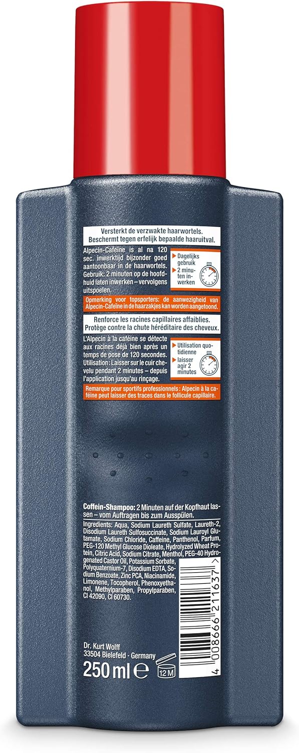 Alpecin caffeine shampoo 250ml side packaging
