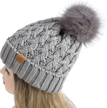 Page One Pompom Soft Warm Hat Close Up Detail Imported Beanie