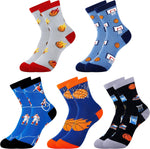 Belloxis Funny Athletic Socks 5Pcs, Multi-Sport Gifts for 8-12 Boys Girl | Cotton Socks, Basketball, Baseball, Soccer, Hockey Crew Socks for Boys Girl Gifts - Image 10