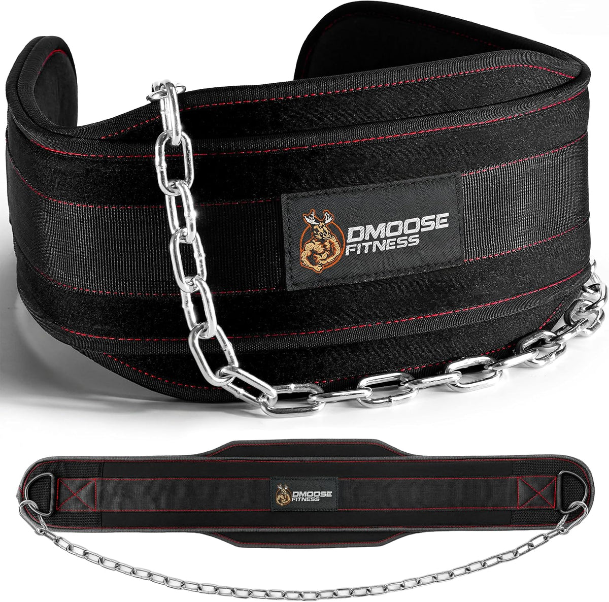 DMoose Fitness Dip Belt for Weight Lifting, Pullup, Squats & Dips - 36" Robust Steel Chain, Comfortable Neoprene Padding Supports 350lbs - Gym Weight Belt for Strength Training Workout & Weightlifting - Image 14