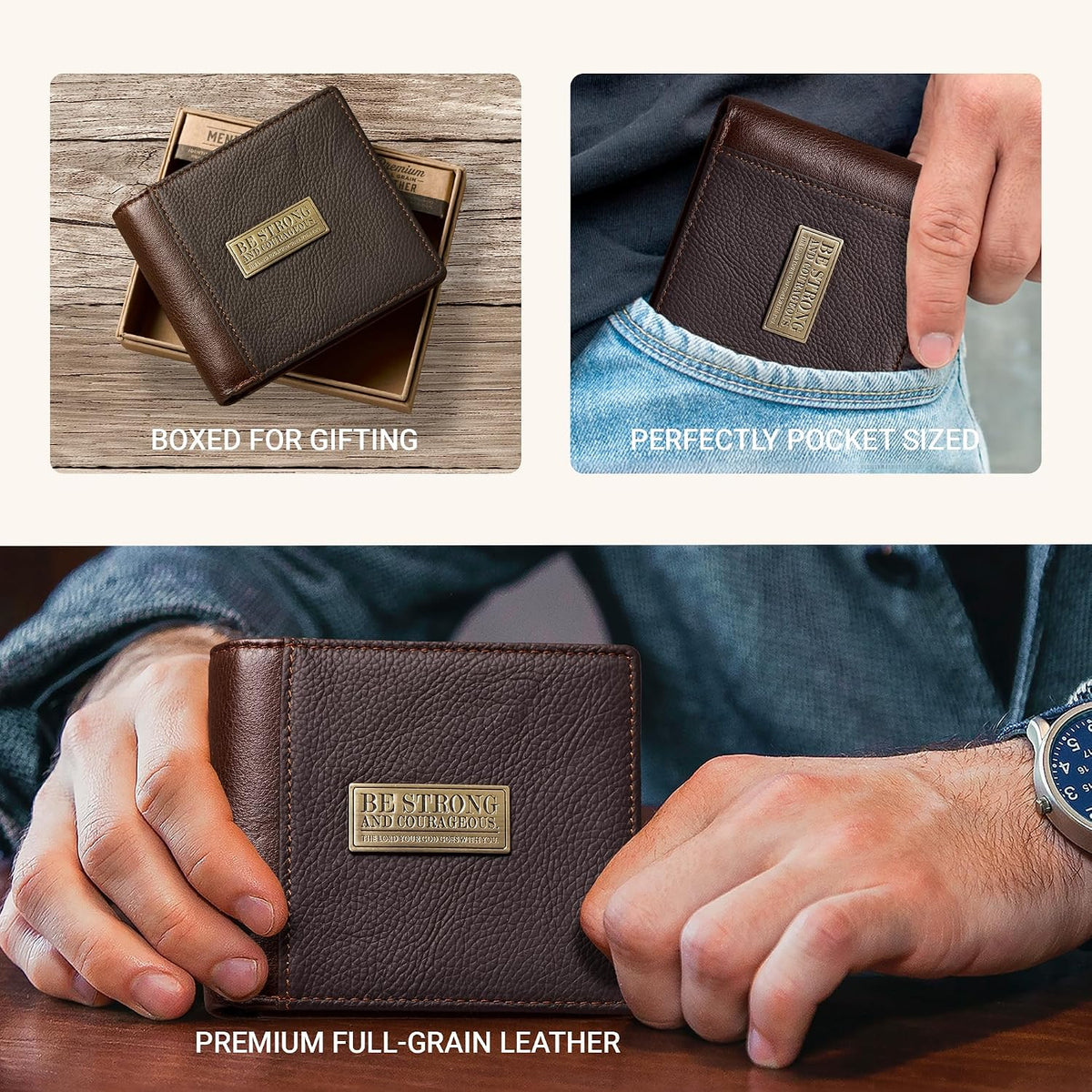 Christian Art Gifts leather wallet zipper compartment view