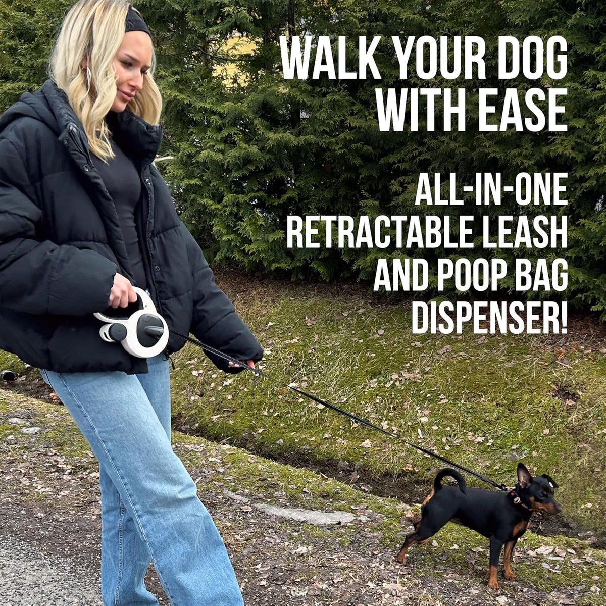 Side view of Avanto heavy duty retractable leash for large dogs