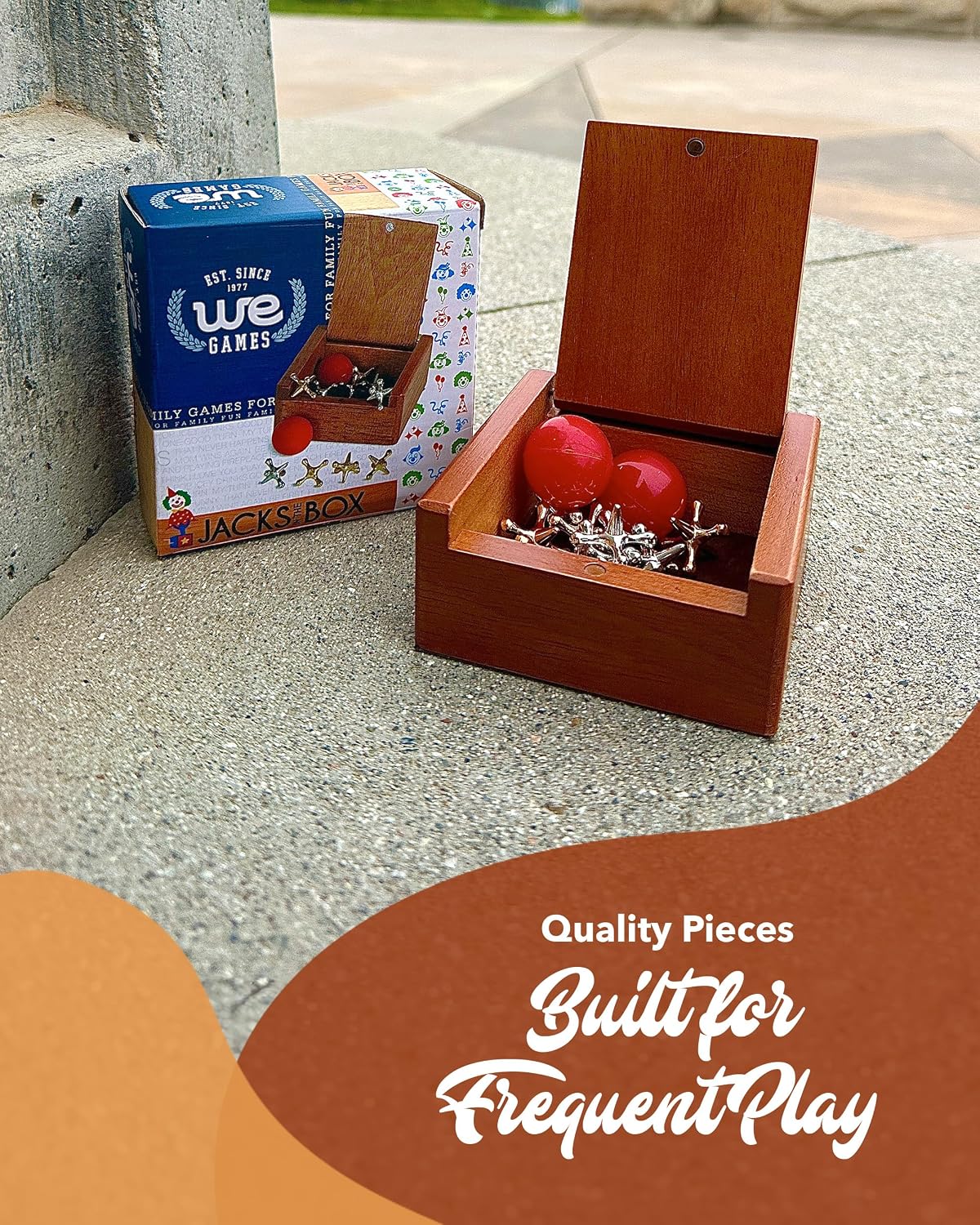 WE Games metal jacks set with two red bouncy balls