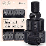 Kitsch Ceramic Thermal Hair Rollers front view of eight piece black set