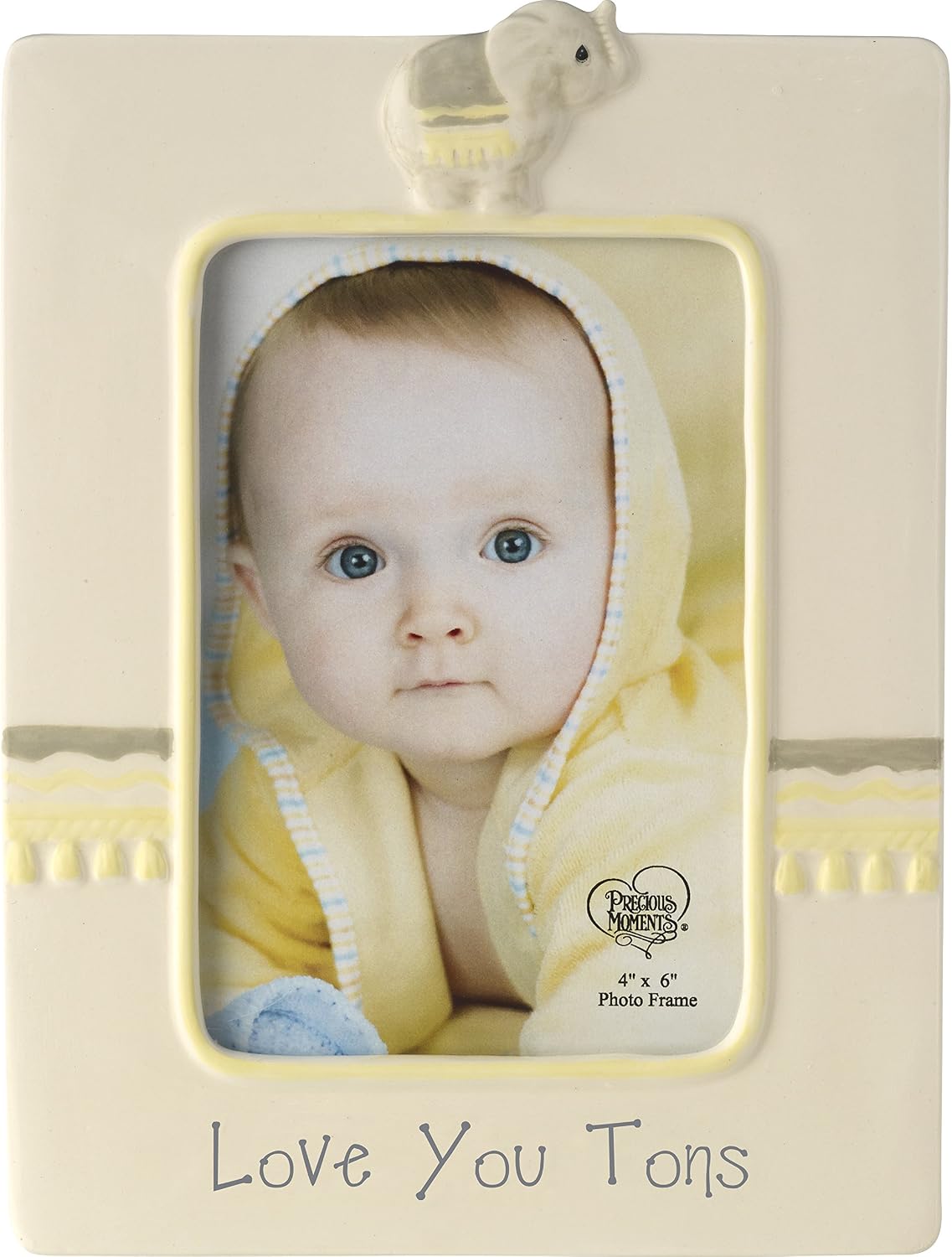 Precious Moments Love You Tons ceramic elephant photo frame front view nursery decor