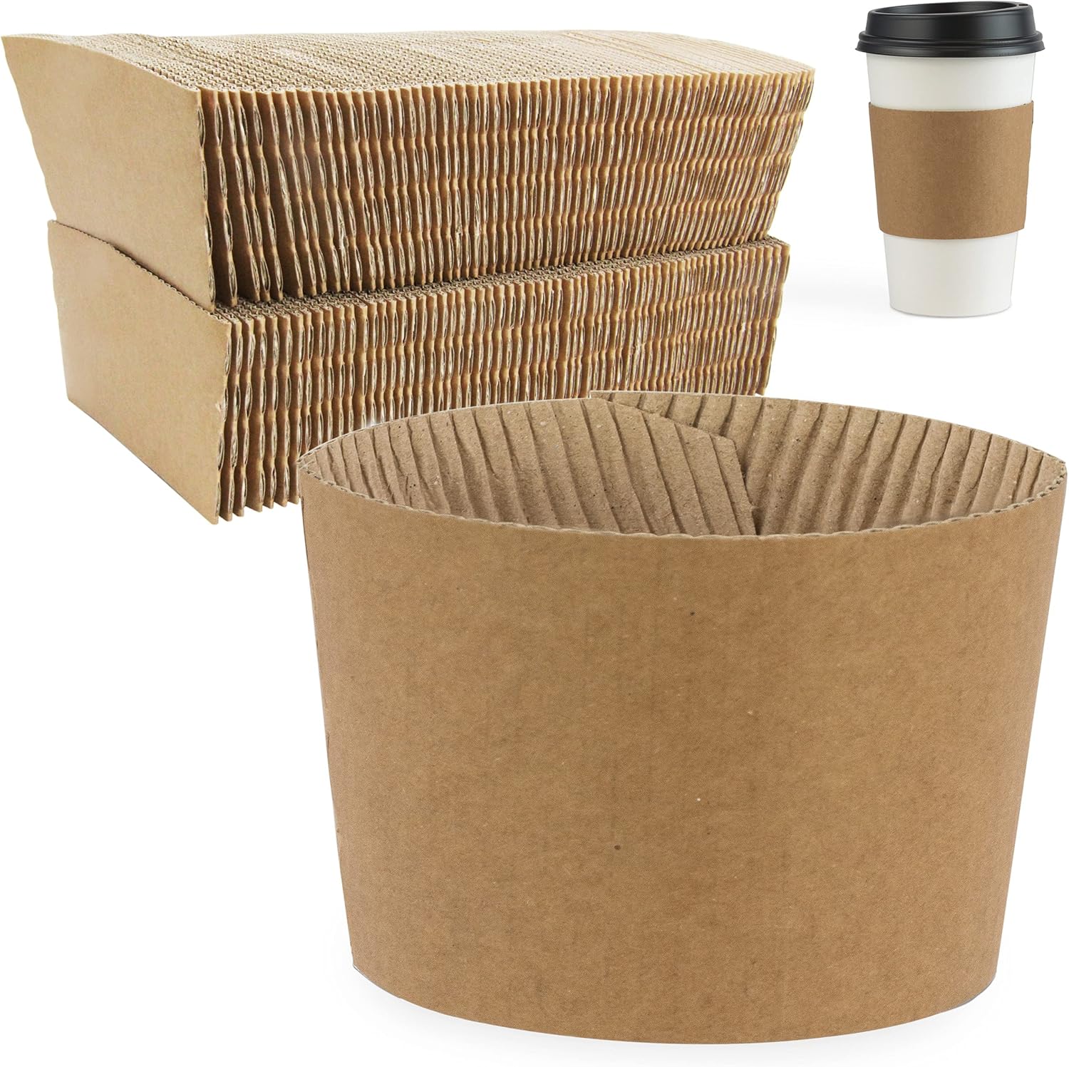 FMP Brands Kraft Coffee Cup Sleeves 100 count front view disposable beverage insulators.