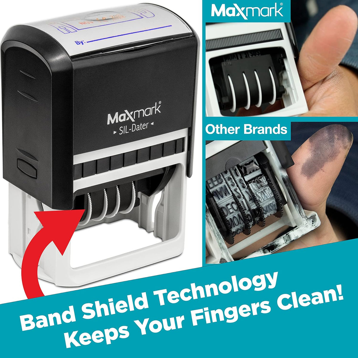MaxMark self-inking stamp refillable ink pad layout
