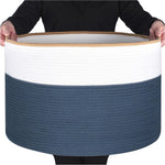 Extra Large 22 x14 Inches Decorative Woven Cotton Rope Blanket Storage Basket Bin Living Room and Laundry Hamper for Pillows, Pool Towels, Dog Toys, Shoes, Light Brown - Image 10