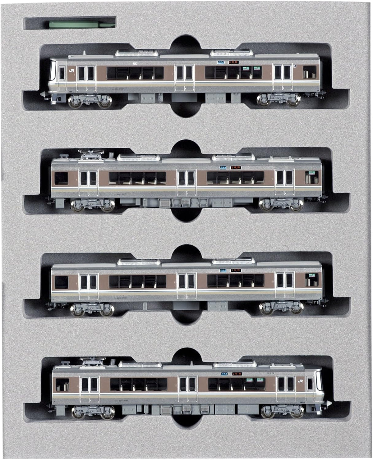Kato 10-537 223-2000 train set front view in packaging.