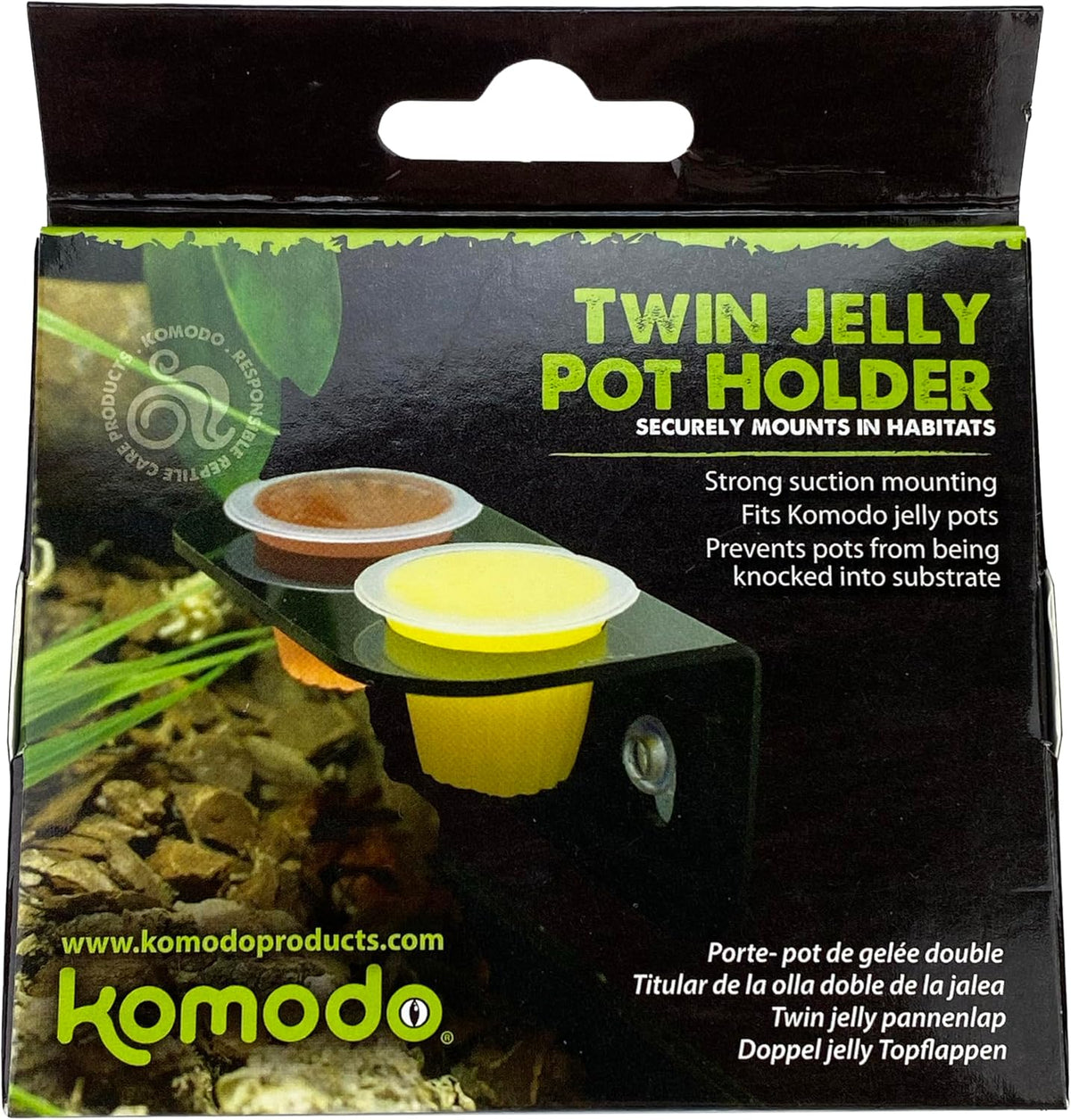 Komodo Twin Pot Jelly Holder for reptile terrarium