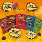 Ten flavor assortment of gluten free sour candy pieces displayed together.
