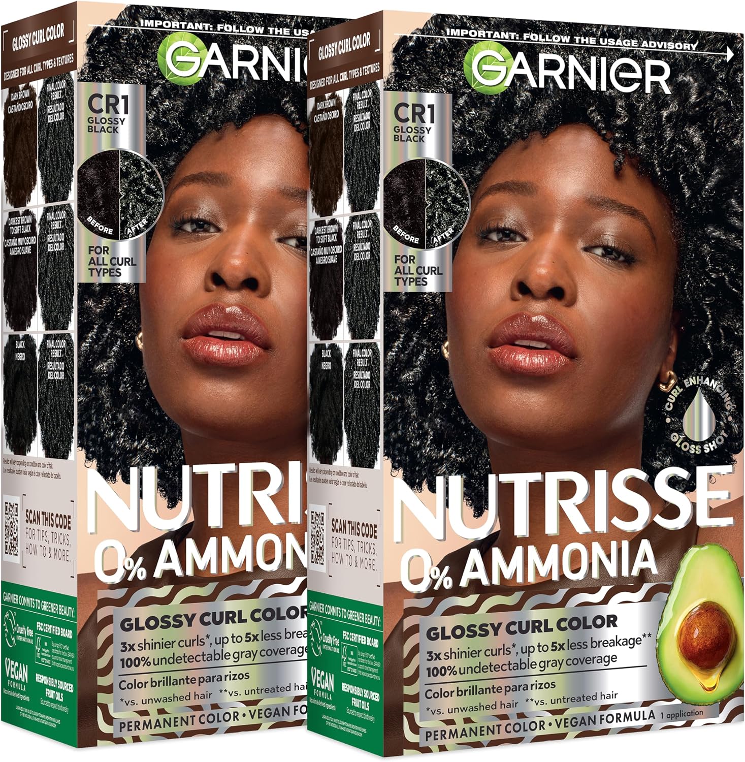 Garnier Nutrisse glossy curl color front view bottle package