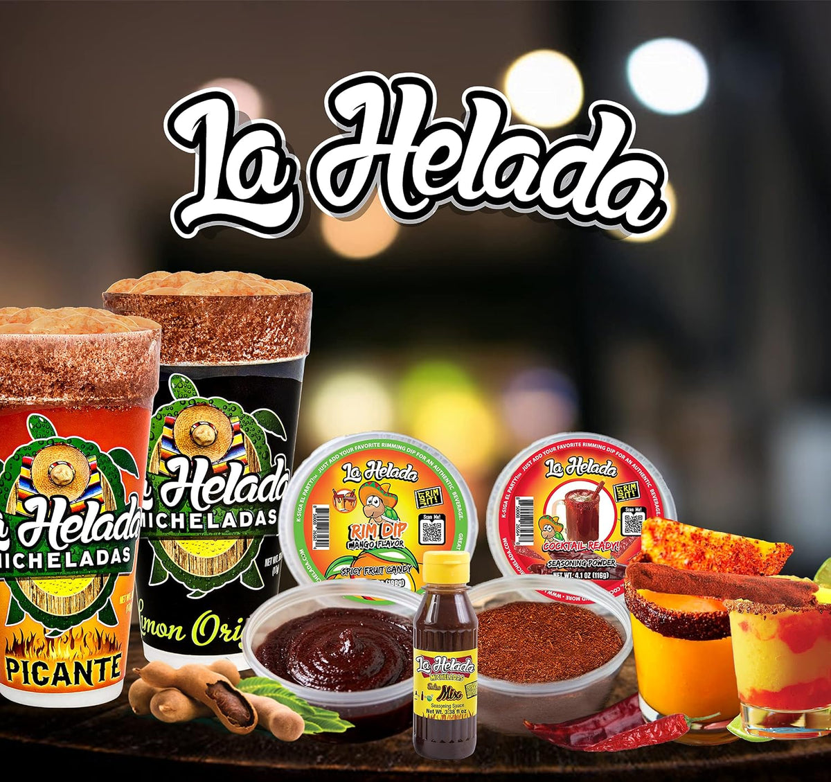Authentic La Helada 40 count tamarind candy jar packaging label