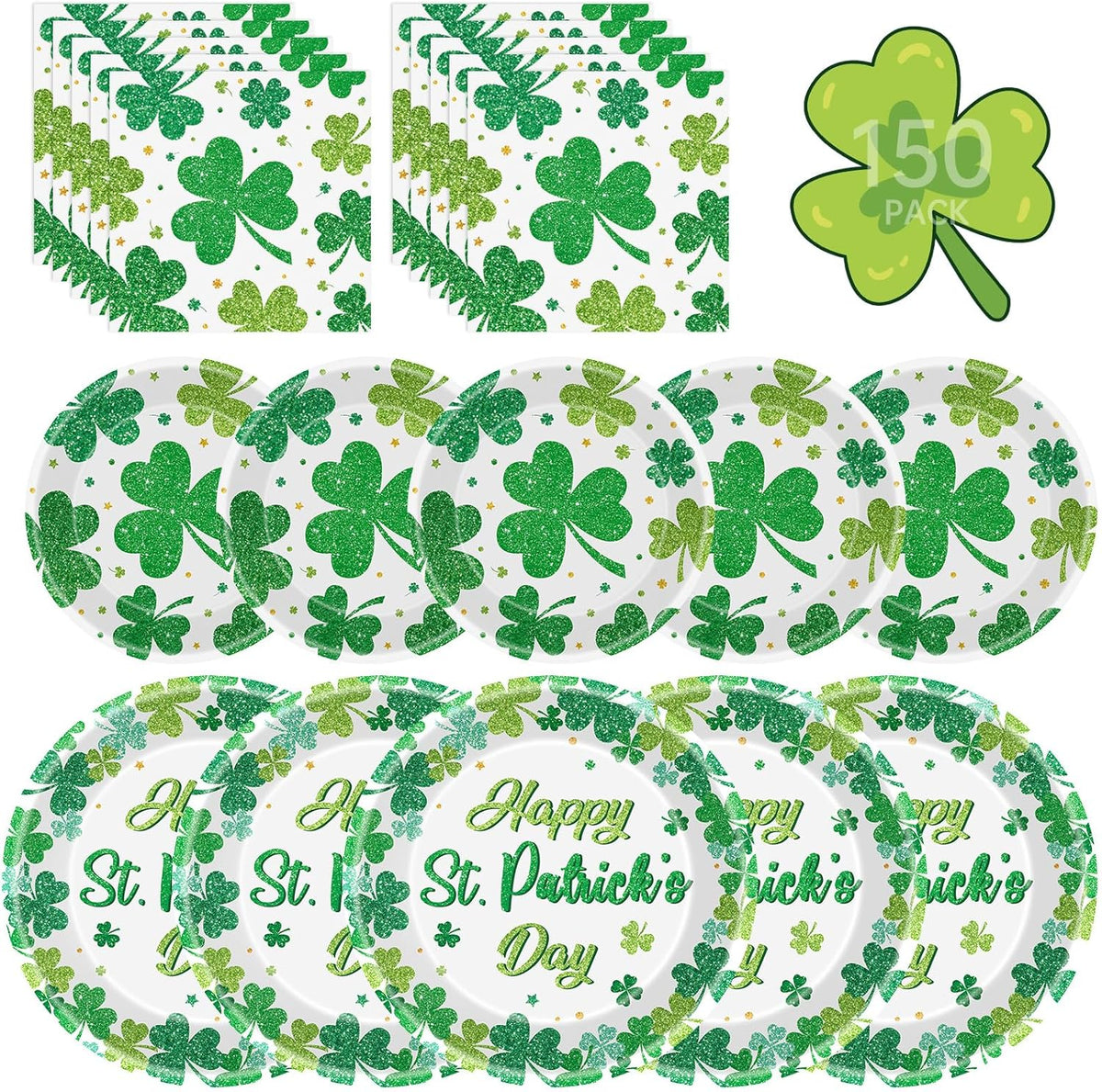 Litmitfu St Patricks Day plates and napkins set front view