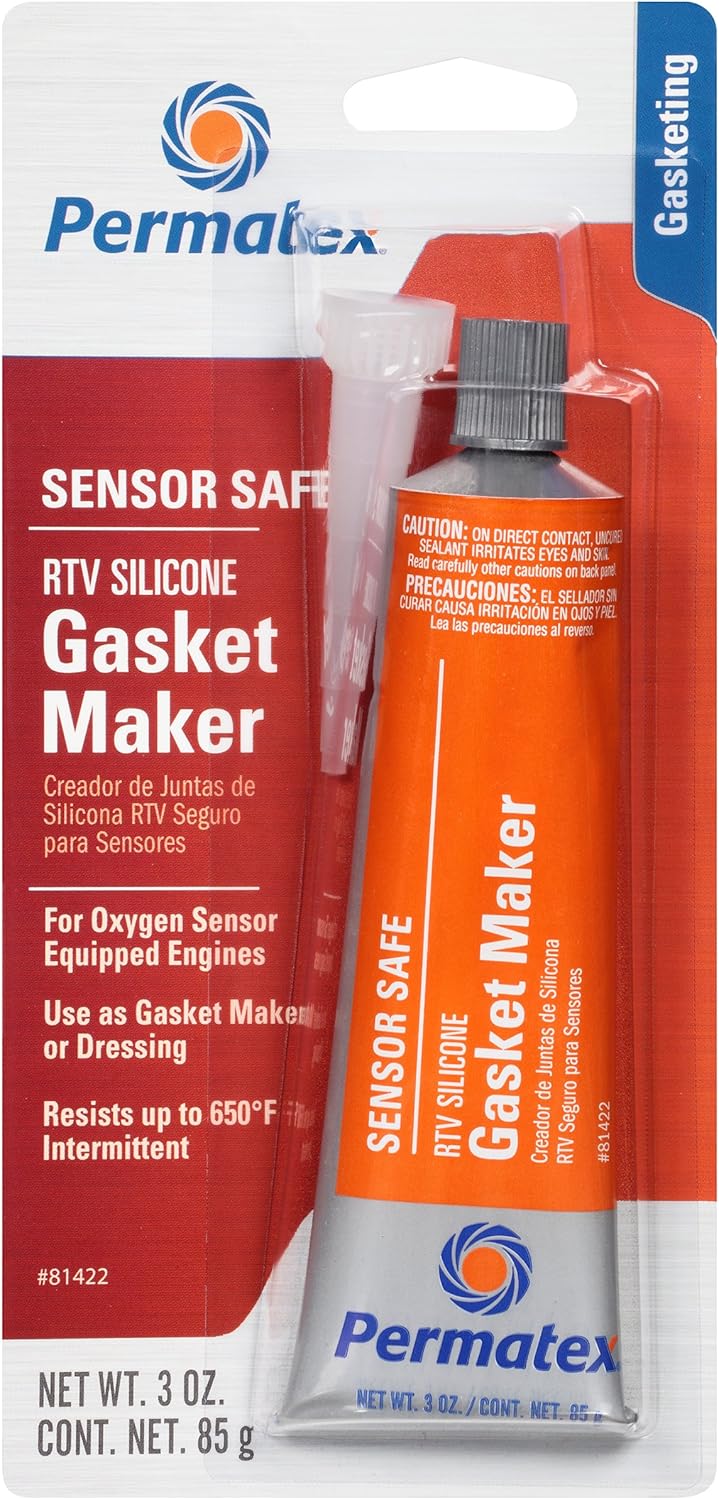 Permatex Sensor Safe High Temperature RTV Silicone Gasket Maker front view of three ounce tube pack of twelve for automotive engine repairs.